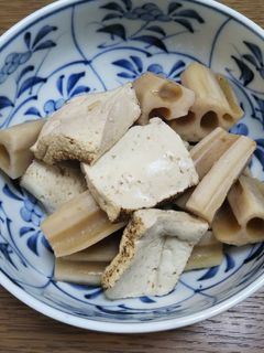 焼き豆腐とれんこんの煮物-レシピのメイン写真