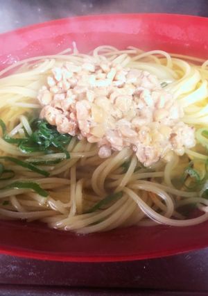 超簡単！うどんスープで納豆スープパスタ-レシピのメイン写真