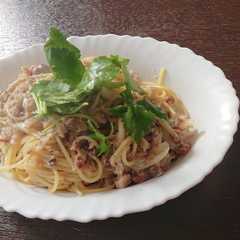 サバの水煮としめじと梅パスタ-レシピのメイン写真