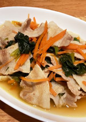 簡単で癖になる！豚肉とほうれん草の煮浸し-レシピのメイン写真