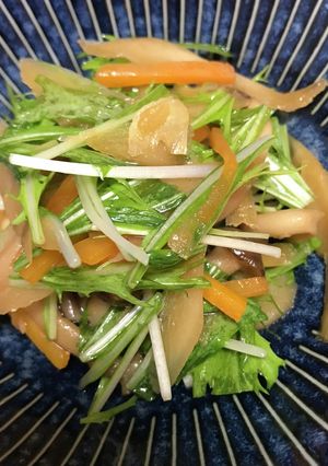 ひと味違う!水菜とごぼうピリ辛サラダ-レシピのメイン写真