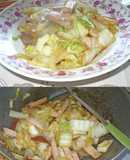 白菜と厚切りハムの海鮮醤炒め