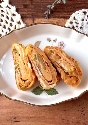 小さい卵焼き　キムチチーズ-レシピのメイン写真