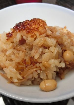 おこげが美味しい大豆となめ茸炊き込みご飯-レシピのメイン写真