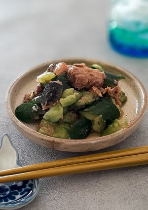 材料３つ！キュウリと鰯缶のごま油和え-レシピのメイン写真