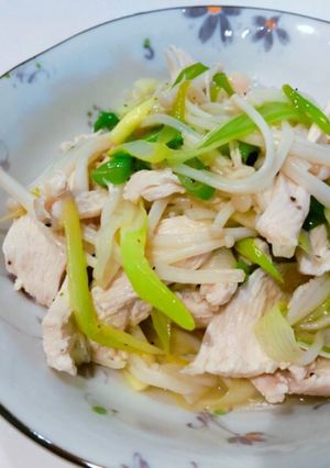 酒の肴に＊鶏むねとえのきのネギ塩あえ-レシピのメイン写真