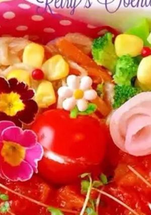コーンとピンクペッパー　お花デコに-レシピのメイン写真