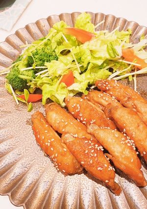 胡麻香る甘辛手羽中炒め-レシピのメイン写真