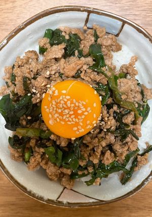 ひき肉とニラ丼-レシピのメイン写真