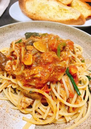 サバ缶のトマトスパゲッティー-レシピのメイン写真