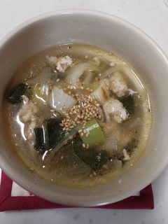 ネギと鶏ミンチの中華風スープ♪-レシピのメイン写真