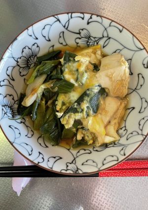 旬の葉玉ねぎと豆腐の卵とじ-レシピのメイン写真
