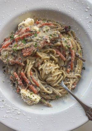 旬のクリチと己のチンピラごぼう技量パスタ-レシピのメイン写真