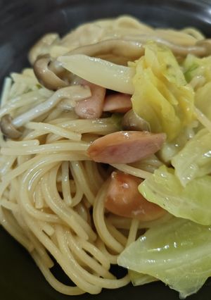 ワンパン☆キャベツとウインナーのパスタ-レシピのメイン写真