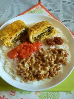 ビッグ厚焼き玉子・納豆・明太子のカフェ丼-レシピのメイン写真