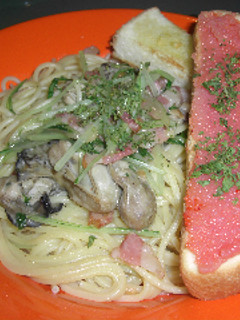 牡蠣とベーコンと水菜のコク旨パスタ♪-レシピのメイン写真
