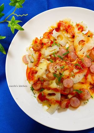 簡単おかず!5分!レンコンのピザ風焼き-レシピのメイン写真