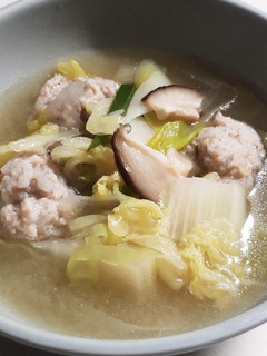 蓮根入り鶏つくねのふんわり白みそ味スープ-レシピのメイン写真