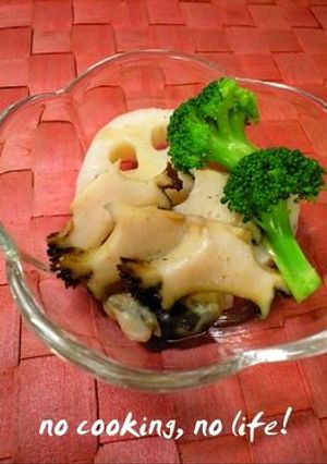 アワビと蓮根の酒蒸し　肝醤油添え-レシピのメイン写真