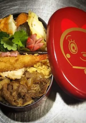 ノアちゃんの牛丼、海老フライ弁当！-レシピのメイン写真