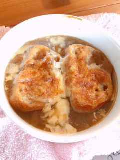 スープ缶で簡単!オニオングラタンスープ-レシピのメイン写真