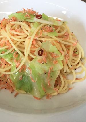 【健康】春キャベツとアミエビの旬のパスタ-レシピのメイン写真