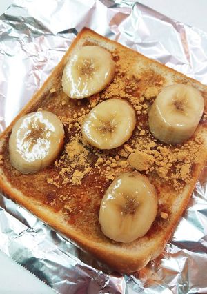 朝食に♡黒蜜きな粉バナナトースト♡-レシピのメイン写真