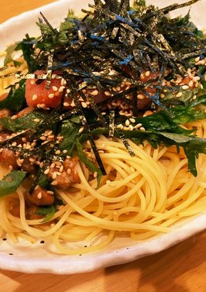 混ぜるだけ簡単！虜になる明太納豆パスタ-レシピのメイン写真