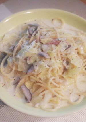 出し汁で作る 豆乳クリームスープパスタ-レシピのメイン写真