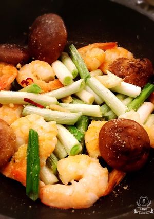エビと椎茸と長ネギのアヒージョ風-レシピのメイン写真