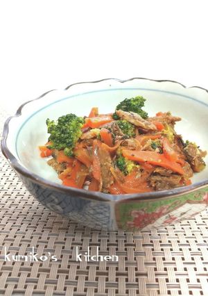 簡単さんま蒲焼き缶詰めと人参炒め-レシピのメイン写真