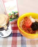 明太子と海苔の佃煮とフライドオニオン丼