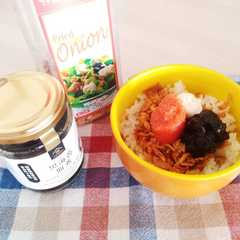 明太子と海苔の佃煮とフライドオニオン丼-レシピのメイン写真