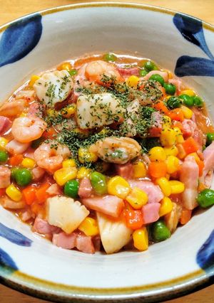 冷凍シーフードミックスで洋風あんかけ丼-レシピのメイン写真