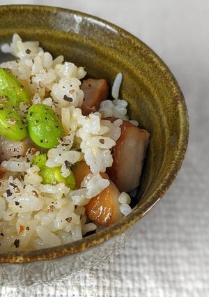 ベーコンと枝豆のペペロンチーノごはん-レシピのメイン写真