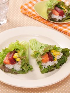 レタスで巻いて♪サラダ手巻き寿司-レシピのメイン写真