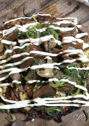キャベツの消費にも！すじこんお好み焼き-レシピのメイン写真