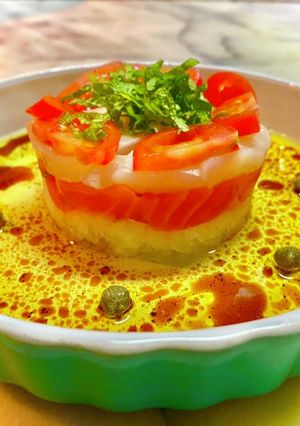 2772サーモンと帆立カルパッチョタワー-レシピのメイン写真