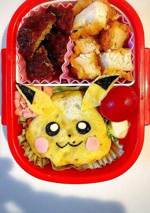簡単！年少さんのオムソバピカチュー弁当♡-レシピのメイン写真