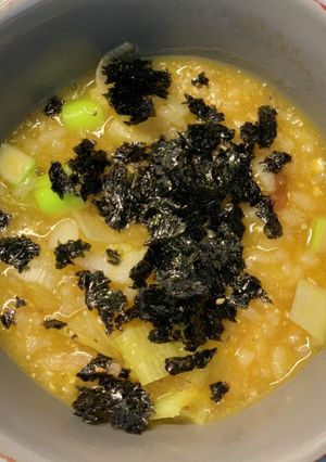 かぼちゃと豆腐の、たまご雑炊-レシピのメイン写真