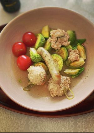 鶏団子と芽キャベツの即席ポトフ-レシピのメイン写真