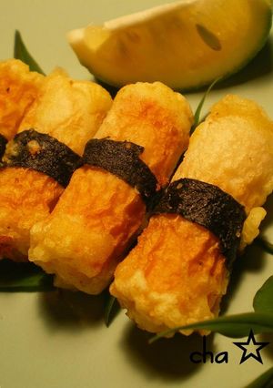 チーズ入りのり巻きちくわ天ぷら-レシピのメイン写真