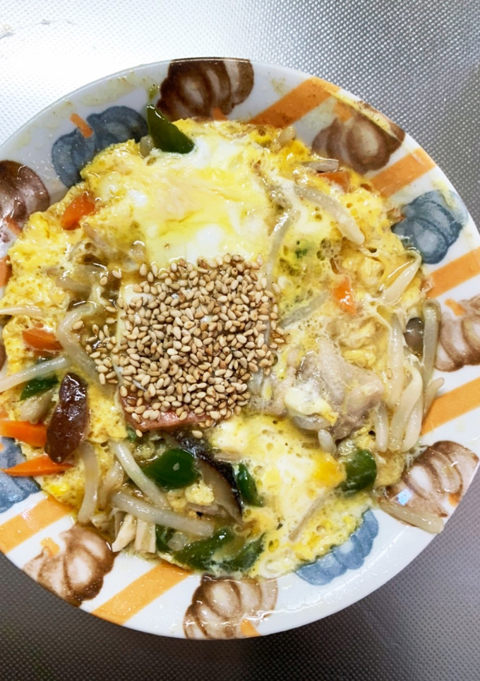 レンジルーで簡単和風カレー炒丼味豚平焼風-レシピのメイン写真