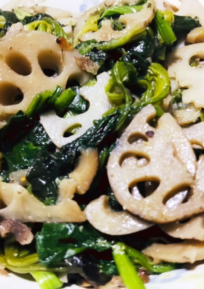 【食感◎】ほうれん草とレンコンの中華炒め-レシピのメイン写真