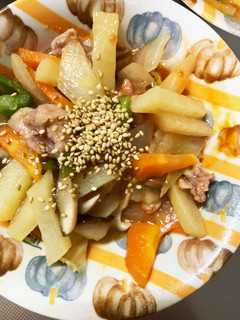 レンジケチャダレ甘酢炒味ポテト青椒肉絲風-レシピのメイン写真