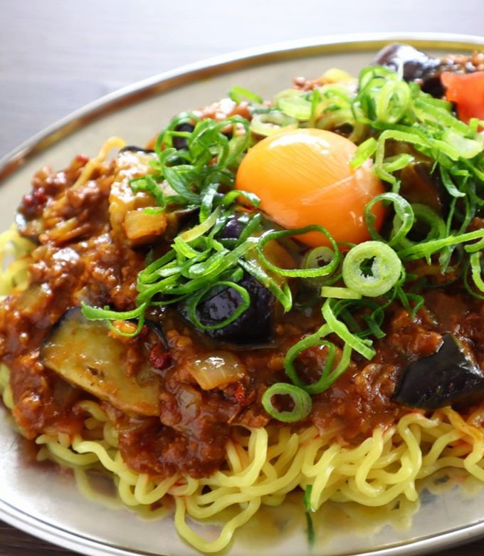 麻婆茄子×キーマの濃厚カレーまぜ麺！-レシピのメイン写真