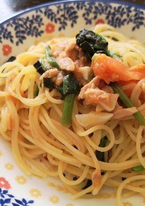 トマトとツナとほうれん草のパスタ-レシピのメイン写真