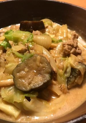 豚コマとナスのクリーミーカレーうどん-レシピのメイン写真