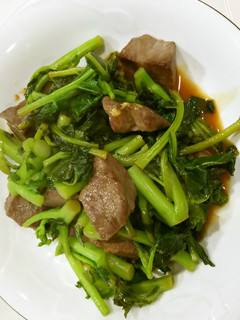 かき菜と牛肉のからし醤油炒め-レシピのメイン写真