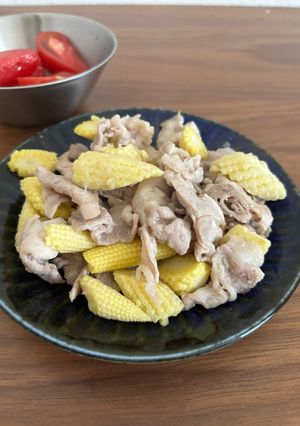 ヤングコーンと豚肉だけ　さっと炒め-レシピのメイン写真